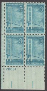 Scott # 1109 - US Plate Block Of 4 - Mackinac Bridge - MNH - 1958