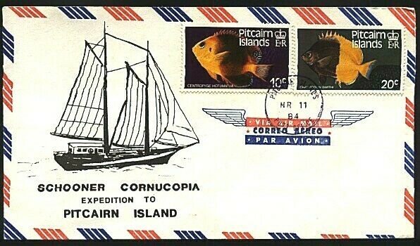 PITCAIRN 1984 cover - Schooner Cornucopia Expedition.......................93088