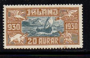 Iceland  1930 20 aur Fishing Boat airmail stamp mint