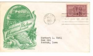 US 1020 (Me-5) 3c Louisiana Purchase FDC Cachet Craft Staehle Cachet ECV $20.00