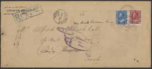 1928 Registered Cover - Estevan SASK to Wynyard, Returned, RPOs