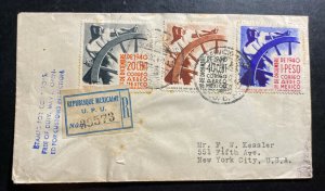 1933 Mexico City Mexico Airmail First Day Cover To New York USA Sc#C114-16 Sunbu