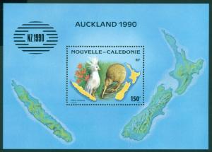 New Caledonia Scott #C219B MNH AUCKLAND 1990 Map Fauna CV$6+