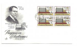 1500 6c Progress in Electronics ArtCraft block of 4 FDC