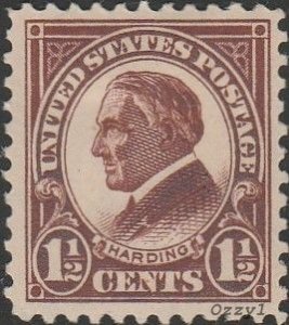 US #553 1925 1-1/2c Brown Warren G. Harding UNUSED-VF-DOG-H.