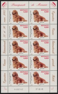 Monaco Dachshund Dog International Exhibition Sheetlet of 10 stamps SG#2698