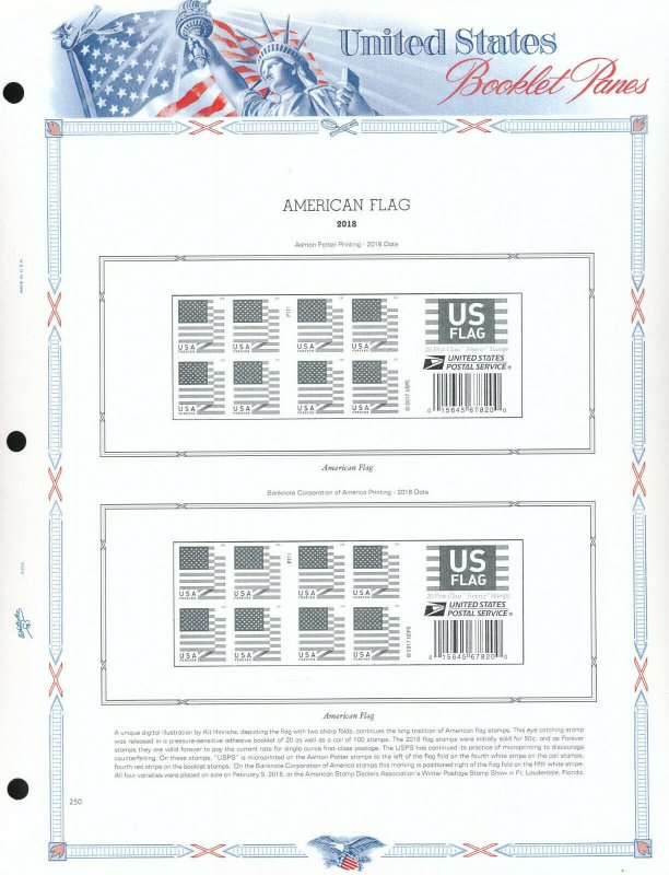 WHITE ACE 2018 US Booklet Panes Stamp Album Supplement BP-39