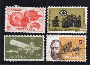 Australia 1963-66 Group of 4 Commemoratives, Scott 356, 382, 391, 422 used