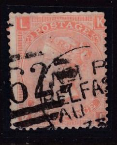 Great Britain 1865 QV Nr.43 4d vermillion Plate-13 Belfast Numeral F/VF/Used