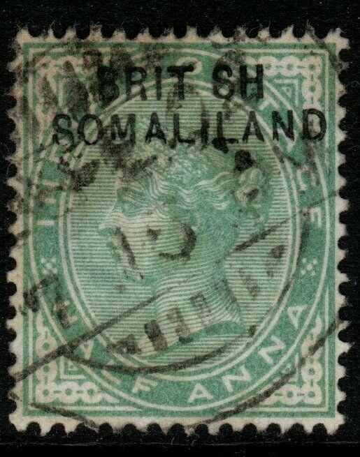 SOMALILAND SG1a 1903 ½a YELLOW-GREN BRIT SH VARIETY USED