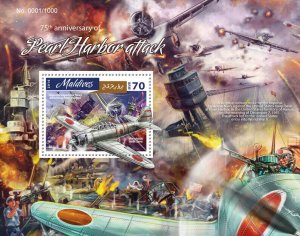 Maldives Military Stamps 2016 MNH WWII WW2 Pearl Harbor Aviation Ships 1v S/S