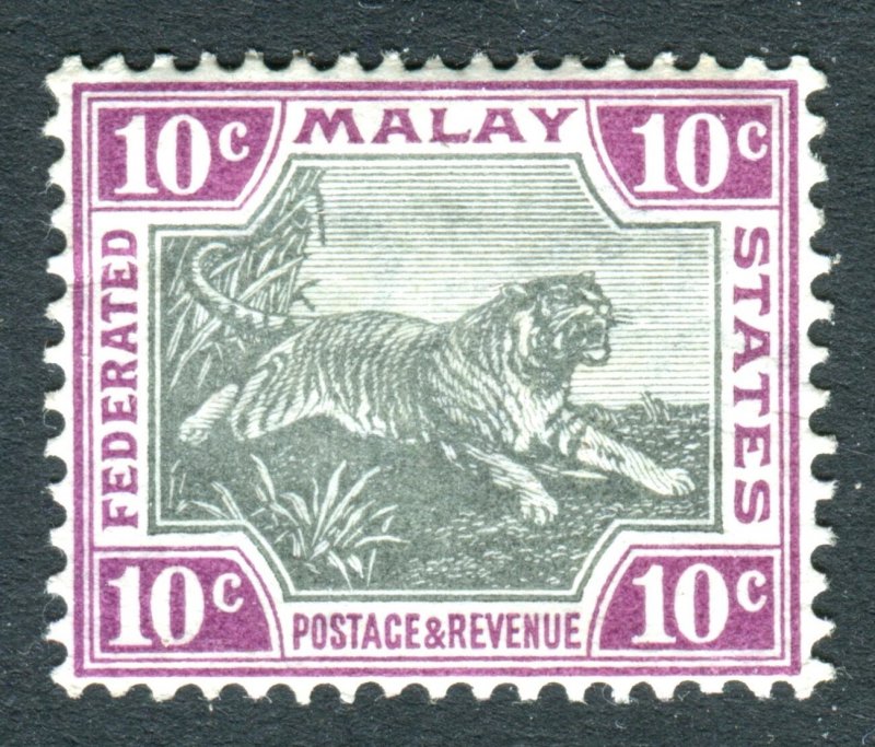 Federated Malay States 1900. 10c grey & purple. Mint. LH. Crown CA. SG20c.
