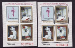 Macedonia-Sc#RA28-31-two unused NH sheets,perf and imperf