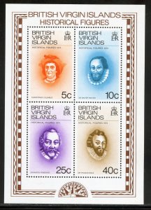 British Virgin Is. 273a MNH,  Historical Figures Souvenir Sheet from 1974.