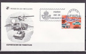 Spain, Scott cat. 2249 Only. Vehicles Exports issue. First day covers. ^