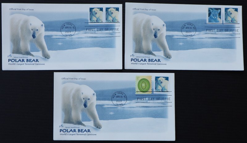 U.S. Used #4387 28c Polar Bear Lot of 3 ArtCraft First Day Covers