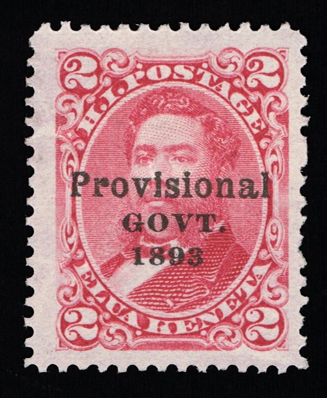 EXCELLENT GENUINE HAWAII SCOTT #66 VF-XF MINT OG H 1893 ROSE OVERPRINT IN BLACK