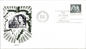 Canada 1971 FDC - Dark Green Cachet - Ottawa, Ont - 8c Stamp - J4008