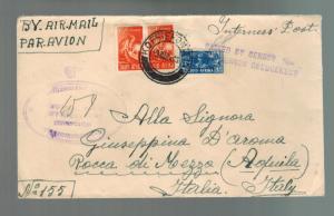 1943 South Africa Koffiefontein Prisoner of War Internment Camp Cover POW Italy