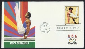 #3068r 32c Men's Gymnastics, Fleetwood FDC **ANY 4=FREE SHIPPING**