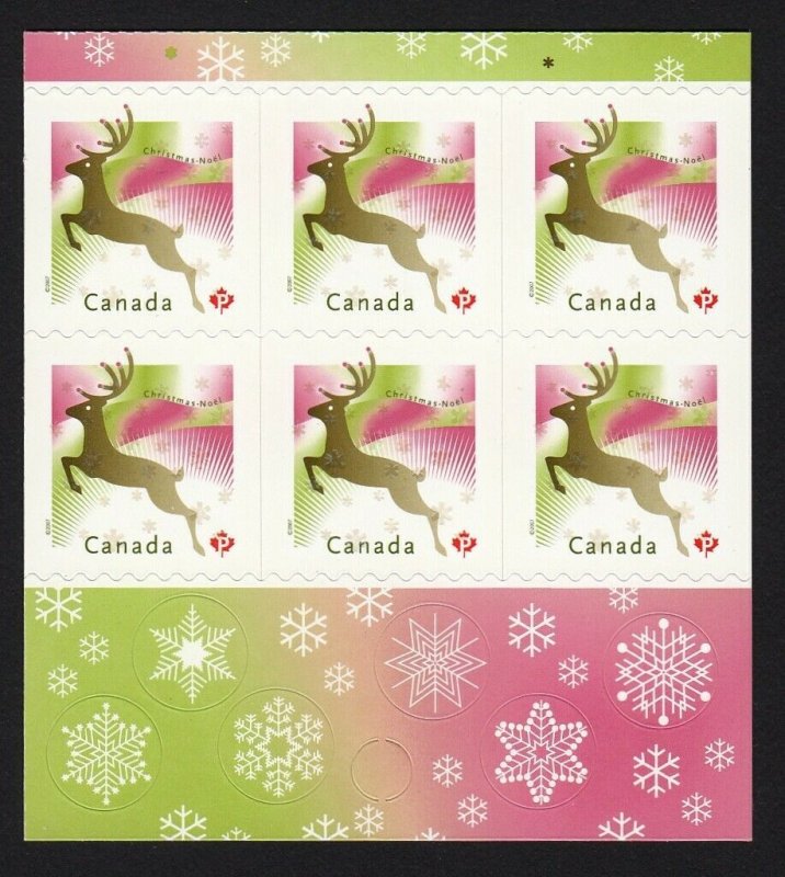 CHRISTMAS DEER =  BOOKLET FRONT PAGE OF 6 stamps = Canada 2007 #2239a MNH