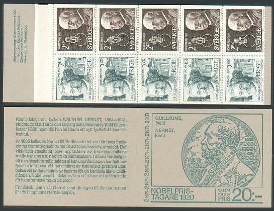 Sweden 1343-1344a booklet,MNH.Michel 1131-1132 MH 80. Nobel Prize Winners,1980.