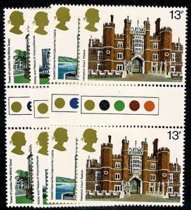 GB 1978 Buildings. Traffic Light Gutter Pair Set of 4 values.