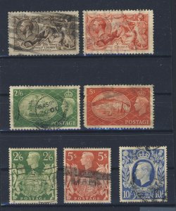 7x Great Britain Stamps 2x Seahorse 2'6-5' 5x George VI 2'6-5&...