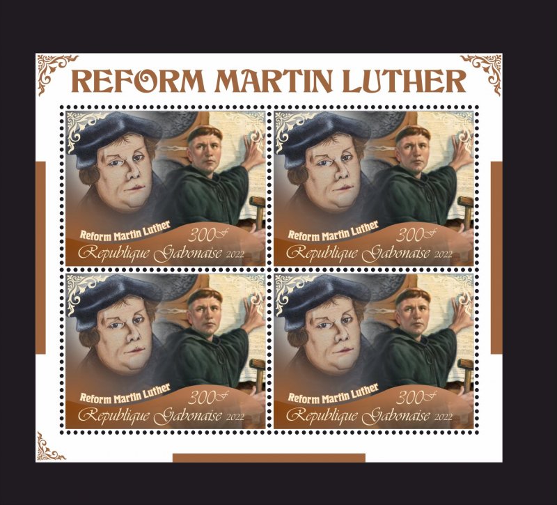 Stamps.Martin Luther 2022 year 10 sheets  perf Full Set  Gabon NEW