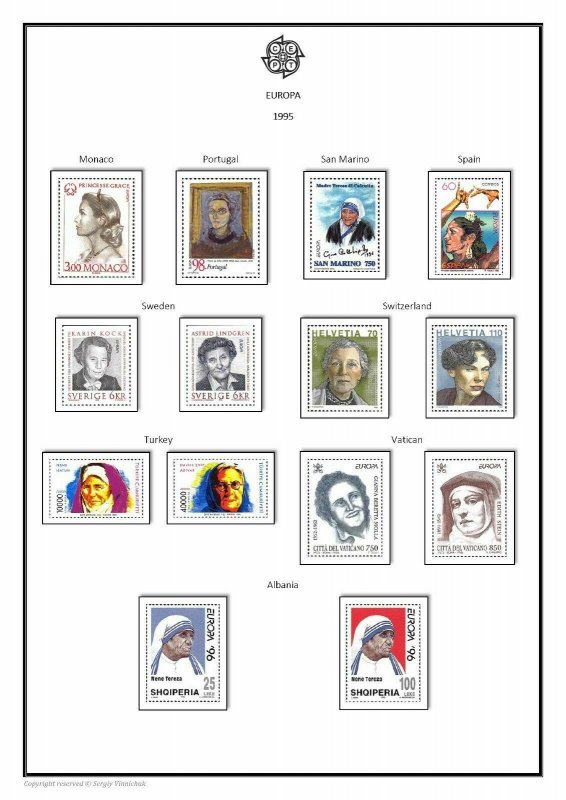 Europa Cept 1995-2021 PDF (DIGITAL) STAMP ALBUM PAGES