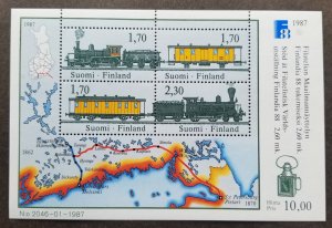 *FREE SHIP Finland FINLANDIA '88 Trains 1987 Railway Locomotive (ms) MNH *c scan