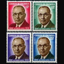 COLOMBIA 1961 - Scott# 727-8+C394-4 Pres.Lopez Set of 4 NH