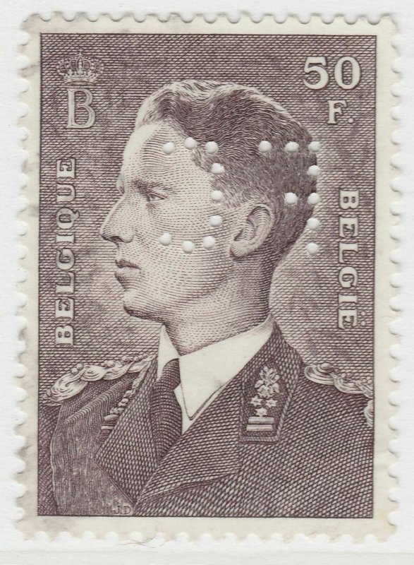 Perfin Belgium 1952-58 50fr Used Stamp A19P48F961