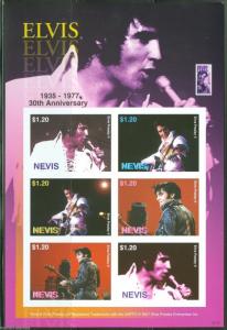 NEVIS 30th MEMORIAL ANN. ELVIS PRESLEY  IMPERFORATE SHEET SCOTT# 1515  MINT NH