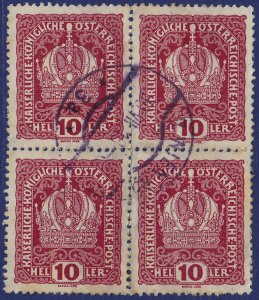 Austria - 1916 - Scott #148 - used block of 4