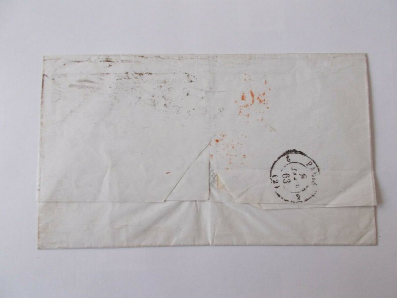 QV 1863 4d Bright Red SG 79 on Envelope London to Paris via Calais Cat £300