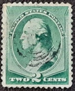 US Scott # 213; 2c Washington; used from 1887; VF centering