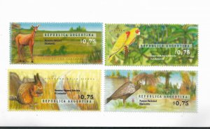 ARGENTINA 1996 NATIONAL PARKS ANIMALS FAUNA SET OF 4 STAMPS MINT NH COMPLETE SET