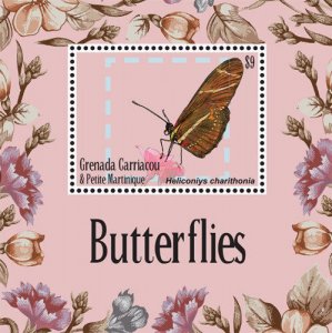 Grenadines 2014 - Butterflies Flowers - Souvenir Stamp Sheet - Scott #2879 - MNH