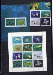 PORTUGAL 1998 MARINE LIFE SET OF 6 STAMPS, SHEET OF 12 STAMPS & S/S MNH