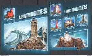 M1058 2017 Sierra Leone Lighthouses Marine Life Architecture #8835-8+Bl1296 Mnh