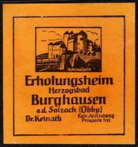 Vintage Germany Poster Stamp Herzog Bad Burghausen Rest Home