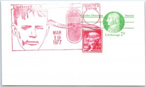 US SPECIAL EVENT POSTAL CARD LINDBERGH NEW YORK - PARIS 1927-1977 GRAND ISLAND