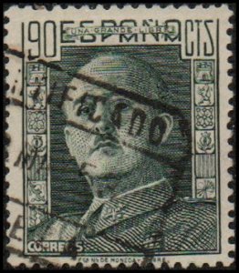 Spain 714 - Used - 90c Gen. Francisco Franco (perf 12.5x13) (1948)