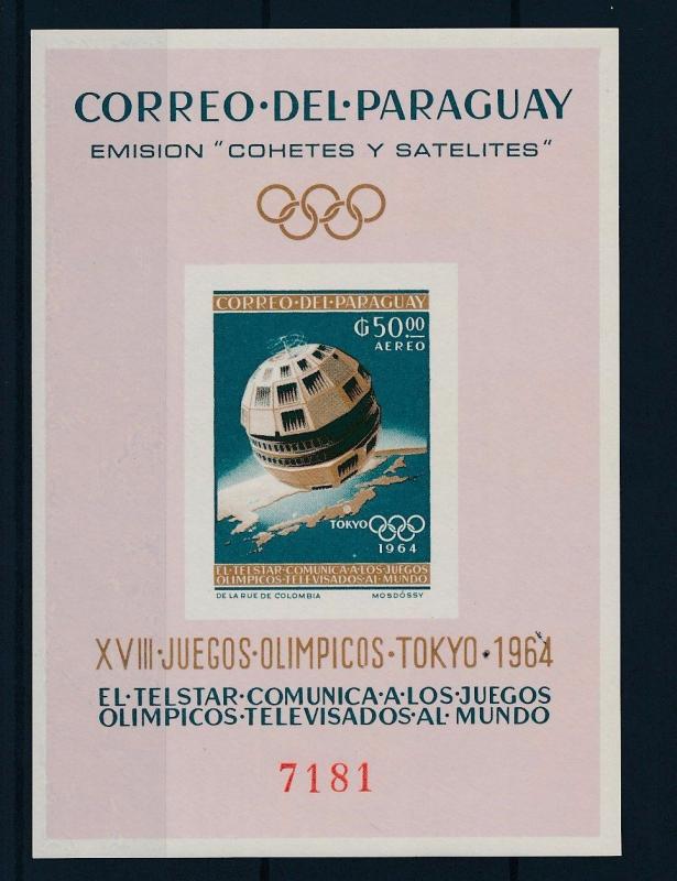 [35621] Paraguay 1964 Space Travel Weltraum Olympic Games Imperforated Sheet MNH