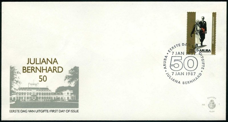 Aruba 24,FDC.Michel 21. Princess Juliana and Prince Bernnard,1987.