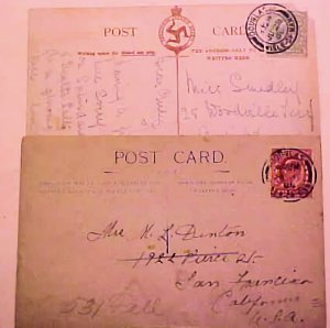 BRITISH ISLE OF MAN 1906 DOUGLAS TO US FINE ALSO TO ENGLAND NOT COUNTED