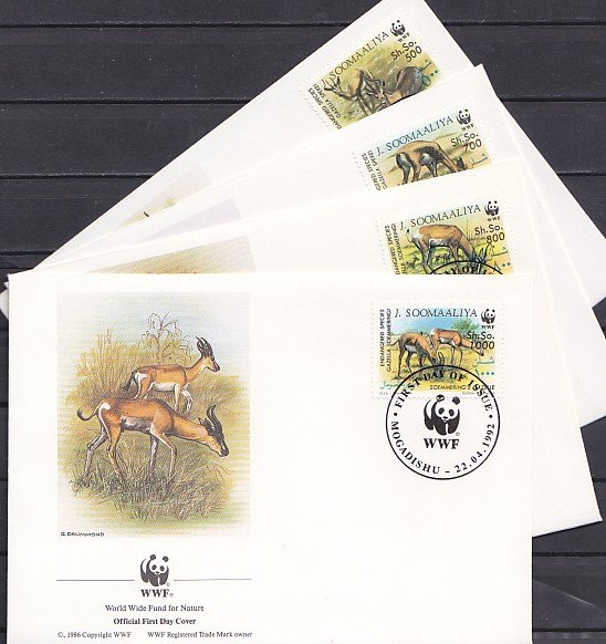 Somalia, Scott cat. 607-610. WWF-Gazelles issue. 4 First day covers. ^