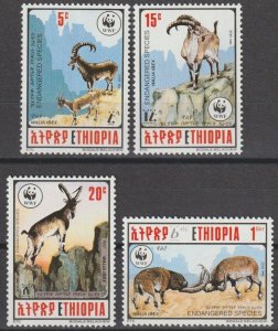 ETHIOPIA 1990 WWF SG 1494/7 MNH