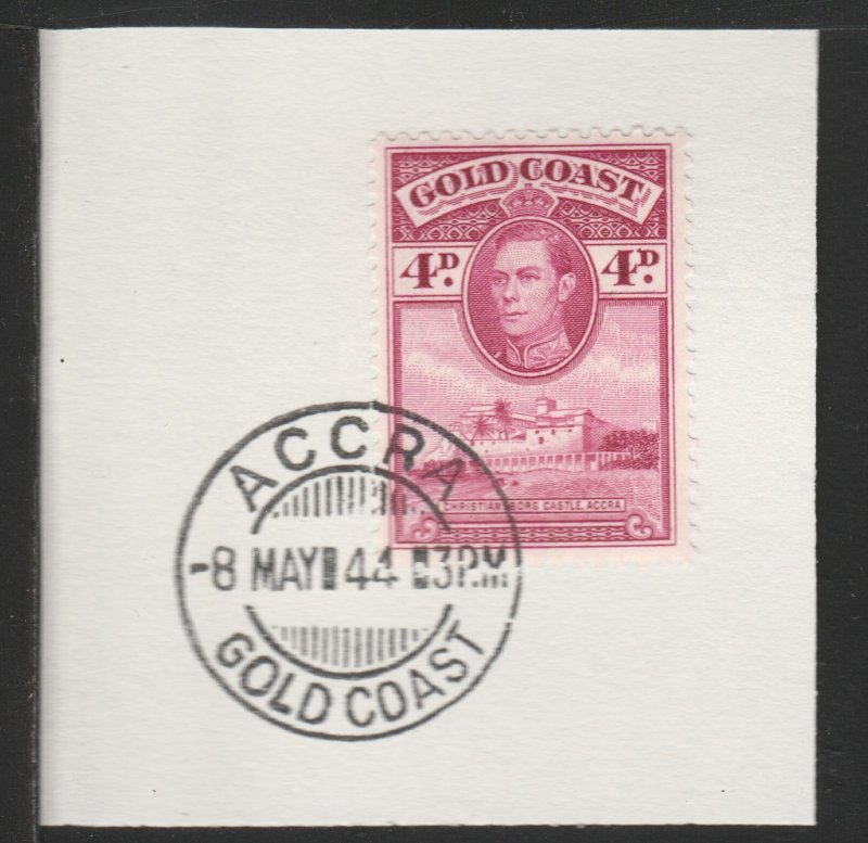 GOLD COAST  1938 KG6 Castle 4d on piece with MADAME JOSEPH  POSTMARK
